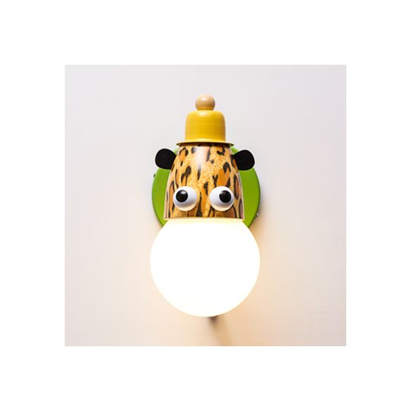 Dierenhoofd kleuterschool muur licht metaal metalen licht moderne schattige sconce lamp in groen