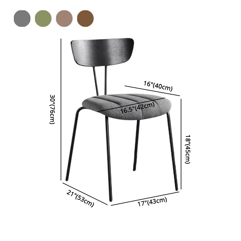 Silla de comedor tapizada sin brazos estilo industrial con respaldo abierto (juego de 2)