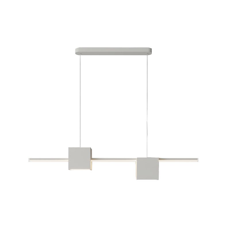 LED Island Light Modern White Island Hanging Light with Silica Gel Shade for Dining Room