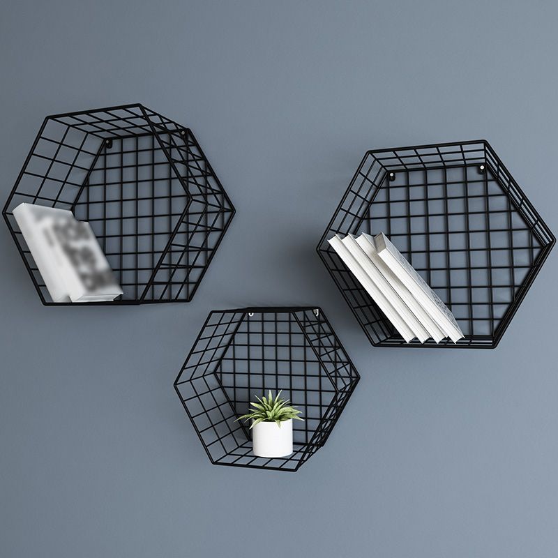 Modern Floating Bookcase Metal Closed Back Wall Mounted Bookshelf