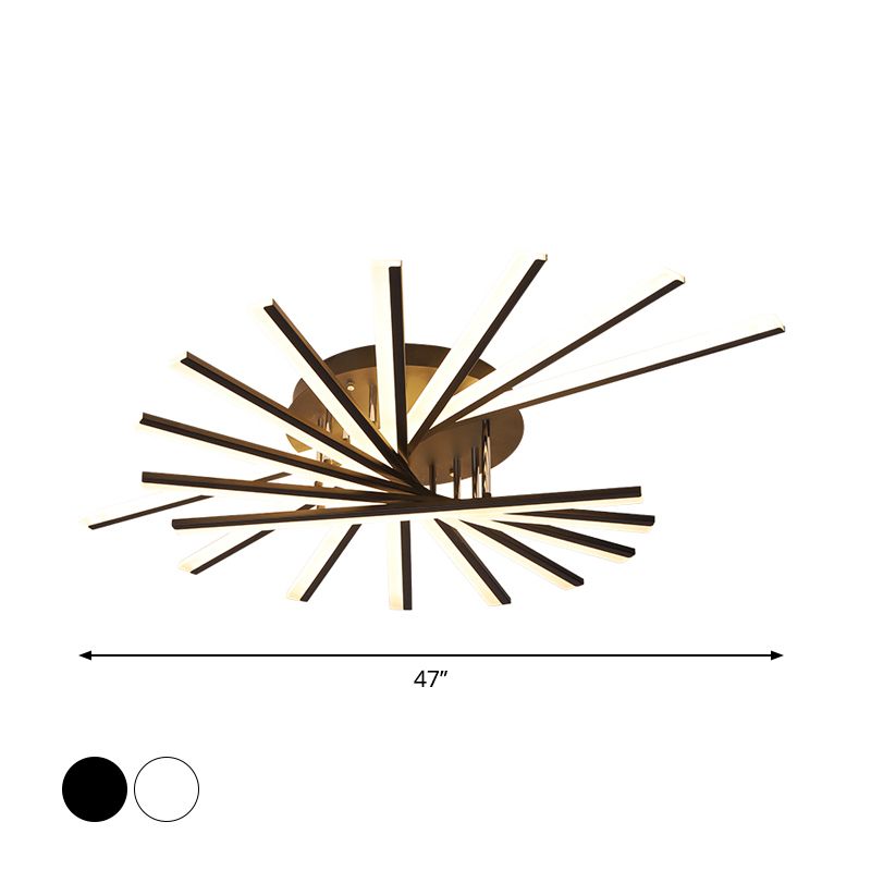 Spiral Design Stick LED-Deckenleuchte, modern, metallisch, 5/9-flammig, schwarz/weiß, halbbündige LED-Leuchte in warmem/weißem Licht