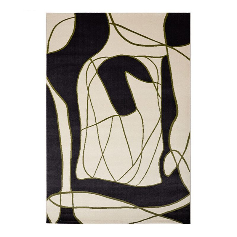 Black Modern Rug Polyester Abstract Color Piece Rug Washable Rug for Living Room