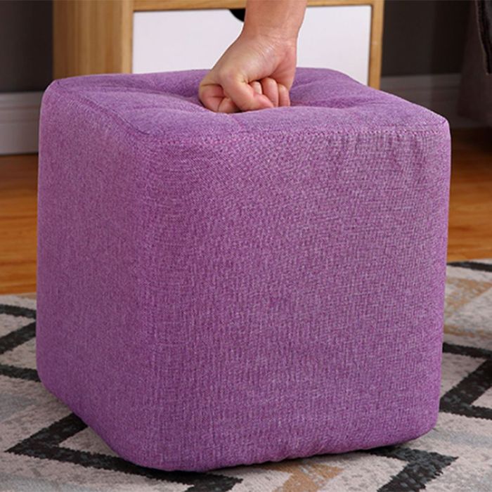 Contemporary Linen Upholstered Ottoman Rectangle/Square Shape Pouf