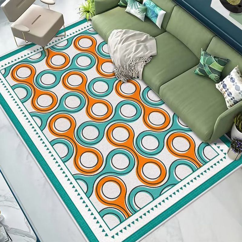 Brown Circle Rug Polyester Modern Area Rug Washable Rug for Living Room
