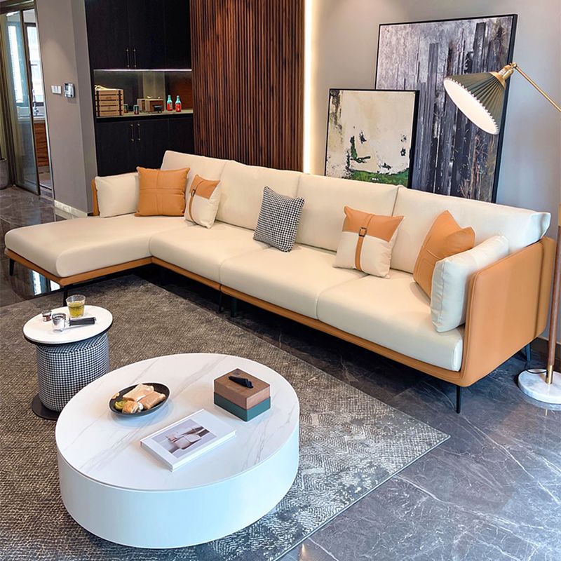 Modern Stain-Resistant Faux Leather Pillow Top Arm Sofa/Sectional for Living Room