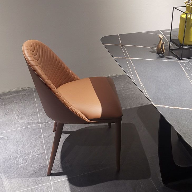 Leather Parsons Chair Modern Furniture in Matte Finish for Indoor