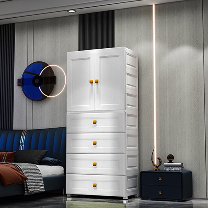 Hinged 1-Door Wardrobe Armoire Contemporary Plastic Wardrobe Closet