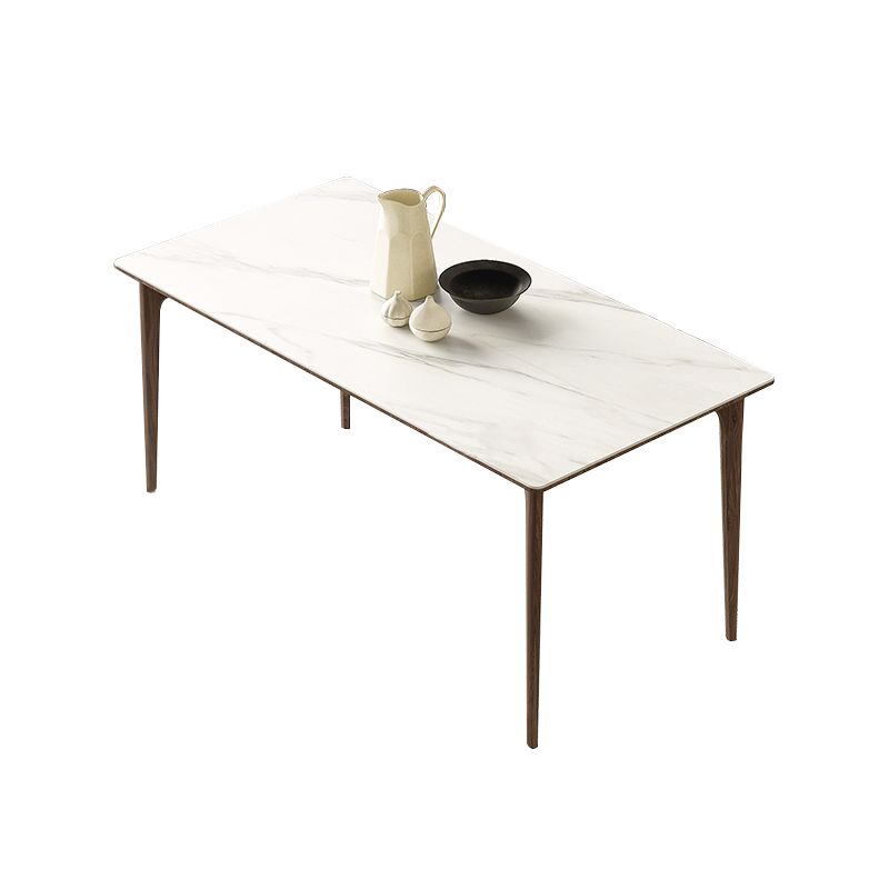 Mesa rectángulo de piedra sinterizada moderna medieval con 4 piernas de madera