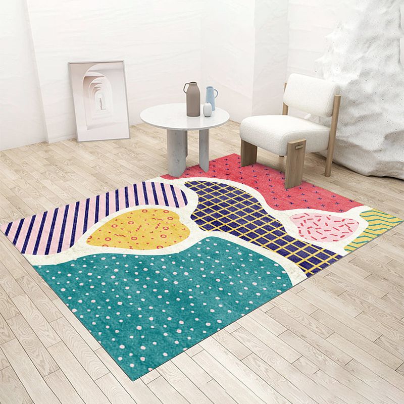 Green Modern Rug Polyester Circle Rug Stain Resistant Rug for Home Decor
