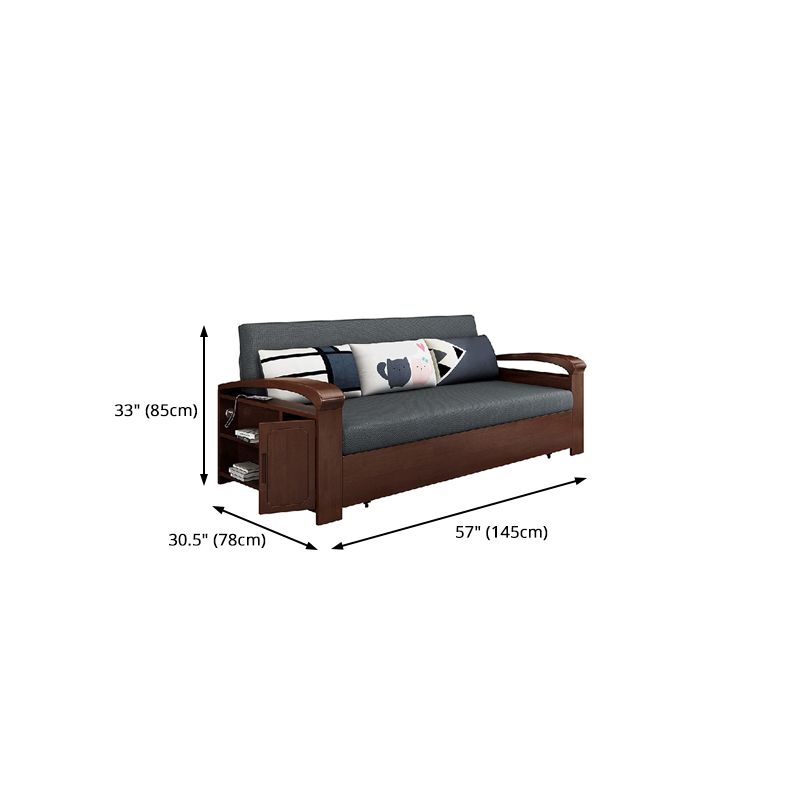 Grey Contemporary Linen Square Arm Sofa Bed Standard Sofa for Living Room