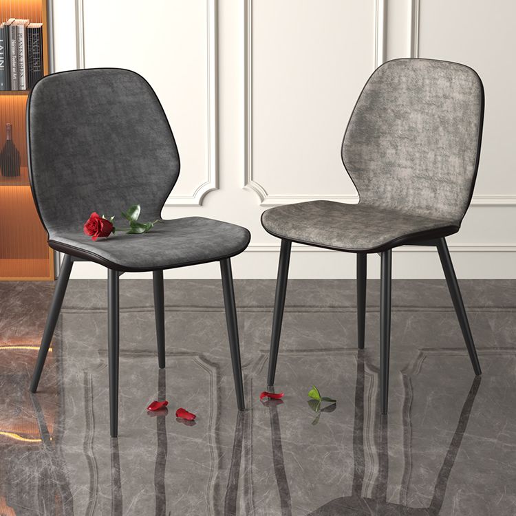 Leder zeitgenössischer Wingback Side Stuhl Küche Essstuhl mit Metallbeinen