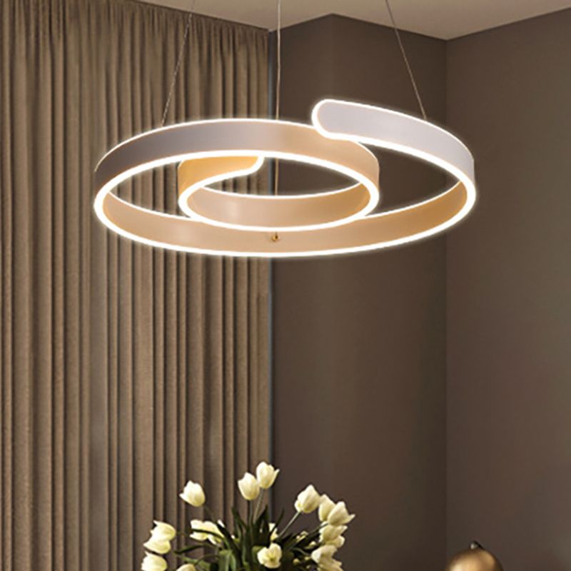 Twisting Acrylic Ceiling Light Modern LED White Chandelier Pendant in Warm/White Light