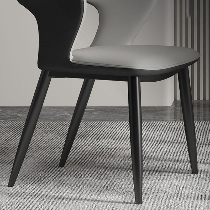 Minimalist Design Arm Open Back Side Chairs Faux Leather Side Chair