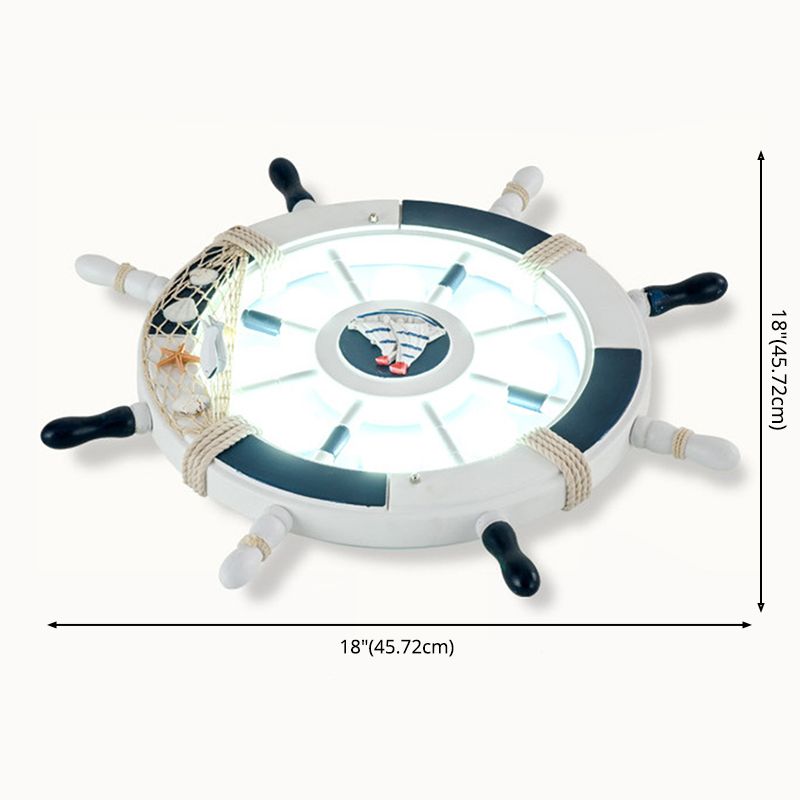 Children's Room Ceiling Light Fixture Creative Boy Bedroom Study Room Cartoon Pirate Ship Rudder Mediterranean Style LED Eye Protection Lighting