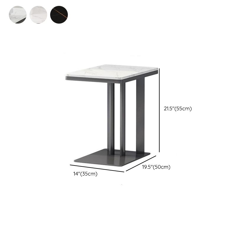 Contemporary Metal C Side Table Slate Top Rectangular Side Table