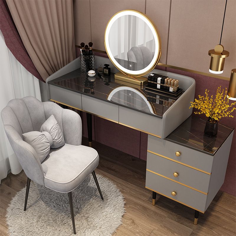 Glam Vanity Table Stone Top 15.75" W Makeup Desk with Drawers
