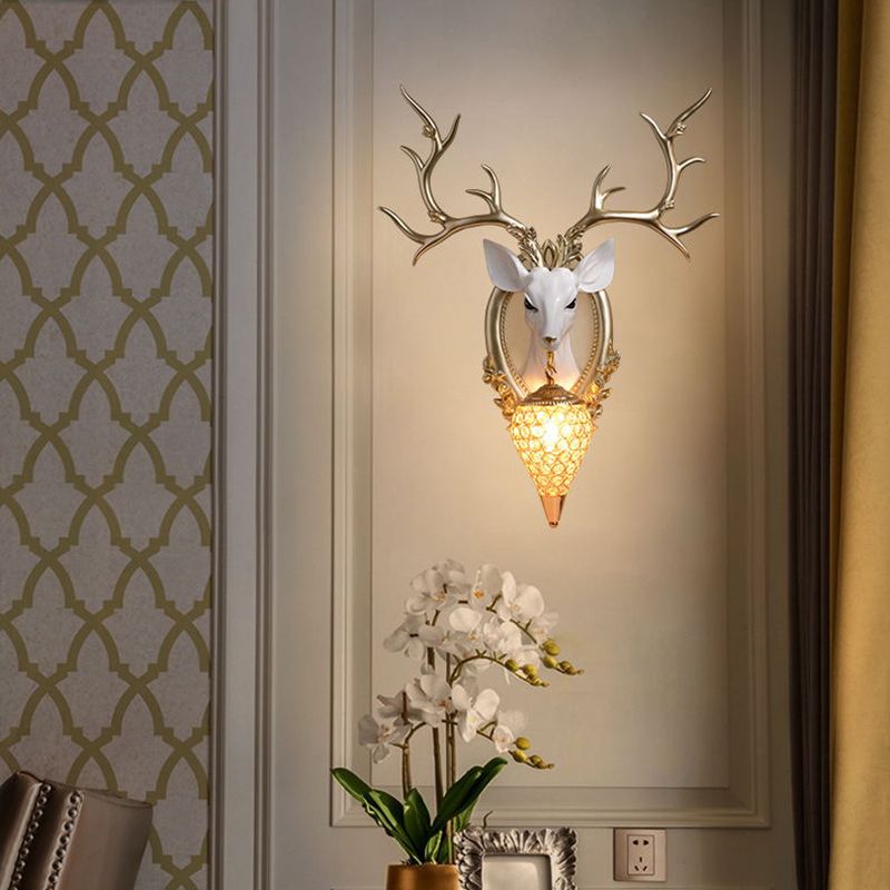 Creative Deer Wall Lighting Fixture Contemporary Crystal Wall Mount Light