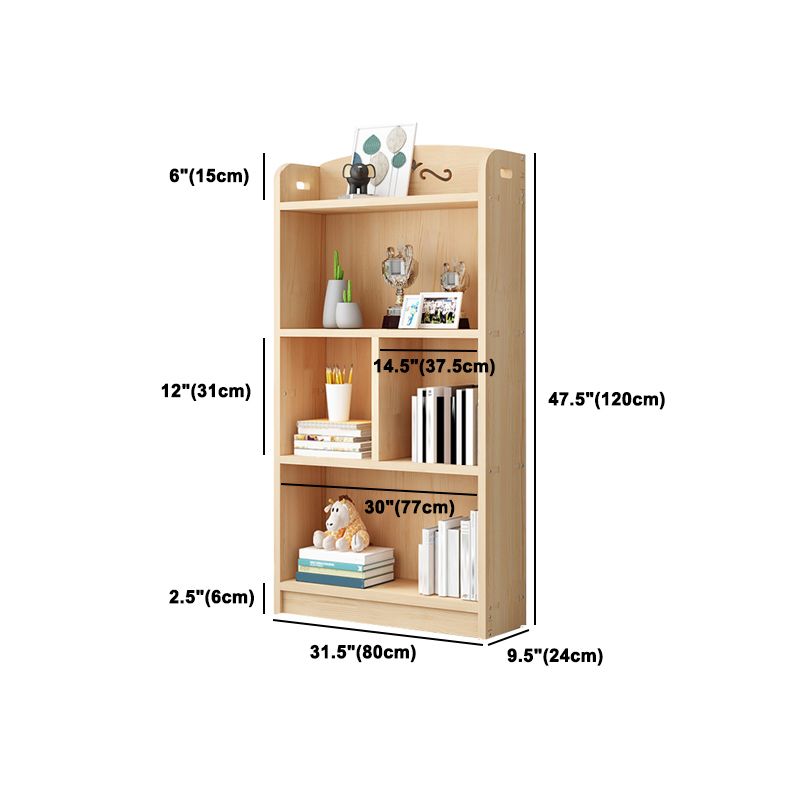Scandinavian Natural Standard Bookshelf Pine Wood Vertical Bookcase