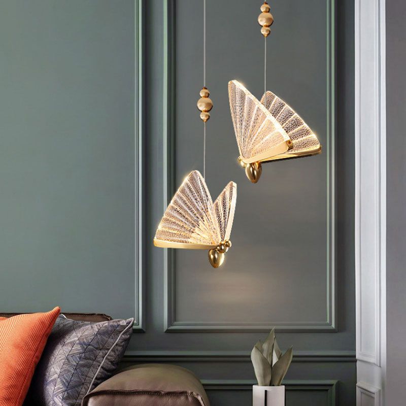Moderne minimalistische stijl vlindervormige hangende hanglampen 2 lichten hanglichtkit met acrylschaduw