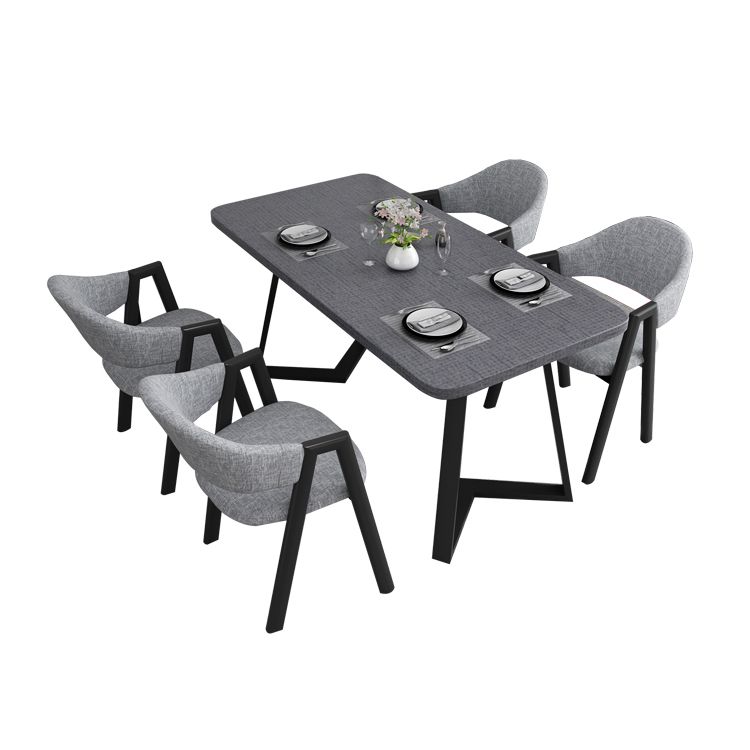 Contemporary Gray Standard Dining Set MDF Rectangle Shape Dining Set for Kitchen