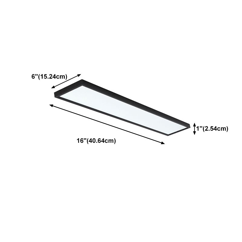 Rectangular Ceiling Light Fixture Modern Aluminum LED Living Room Flush Light in Black