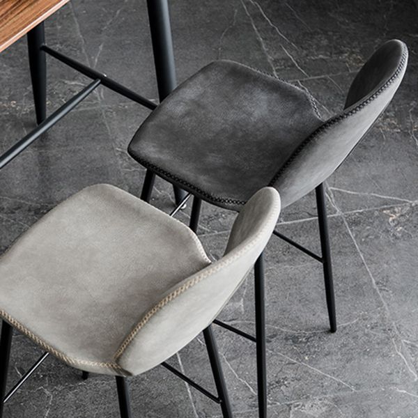 Scandinavian Matte Finish Leather Barstool Footrest Coffee Shop Stool