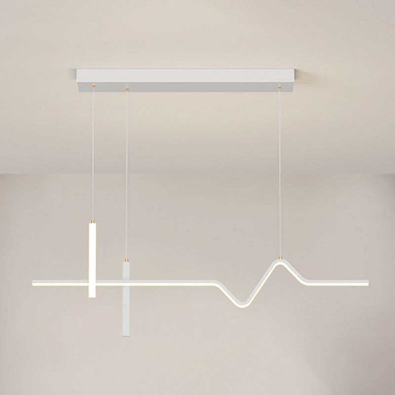 Linear Modern 3 - Light Ceiling Pendant Fixture in Matte LED White Kitchen Island Fixture