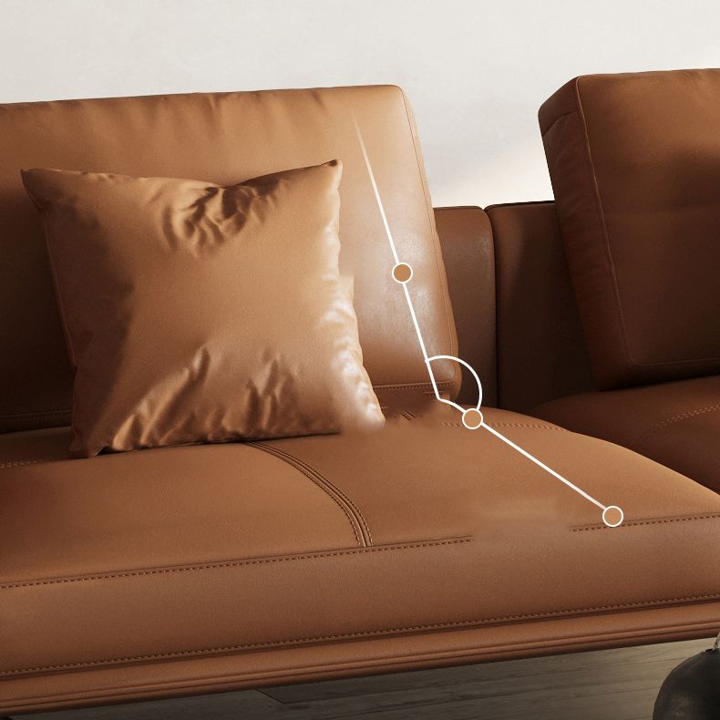 34"H Scandinavian Sectional Sofa Orange Sleeper Sectional with Pillows