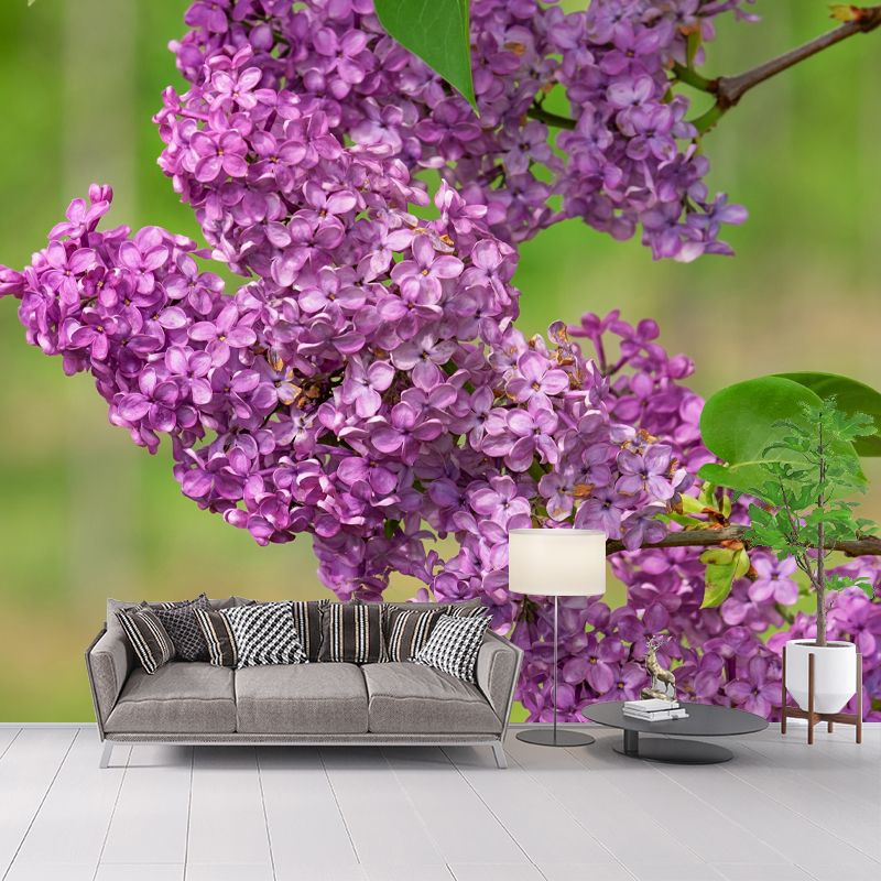 Customized Blooming Lilac Mural Wallpaper Contemporary for Guest Room Decor