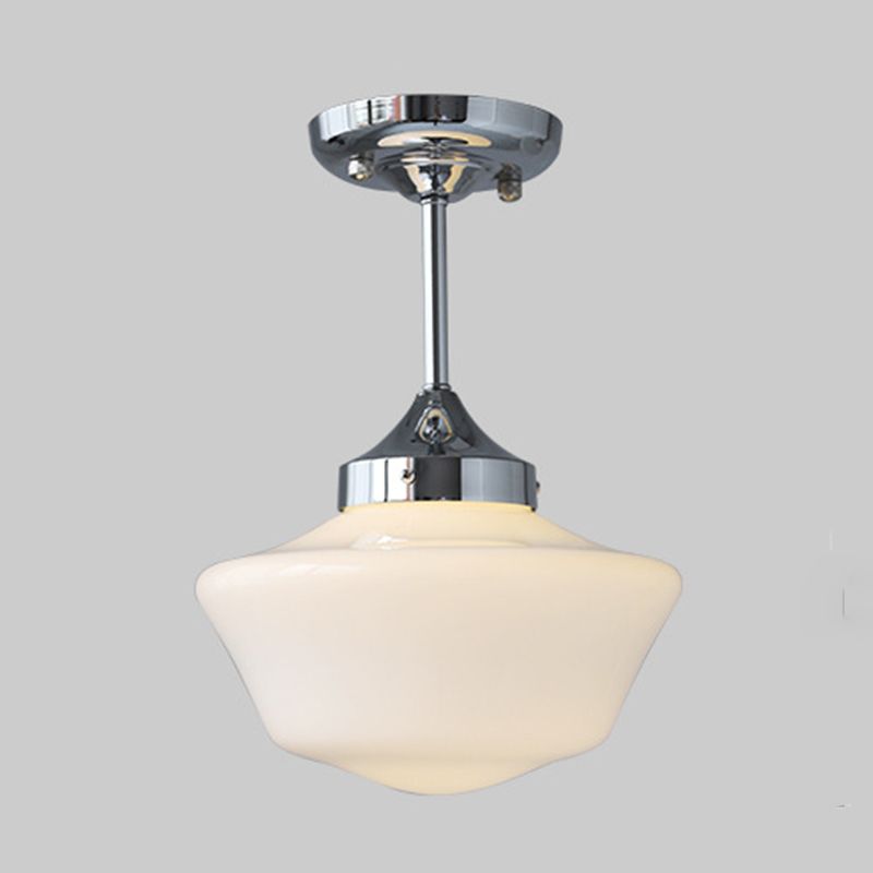 Glass Geometric Flush Mount Lights Contemporary Style 1 Light Flush Ceiling Light in White