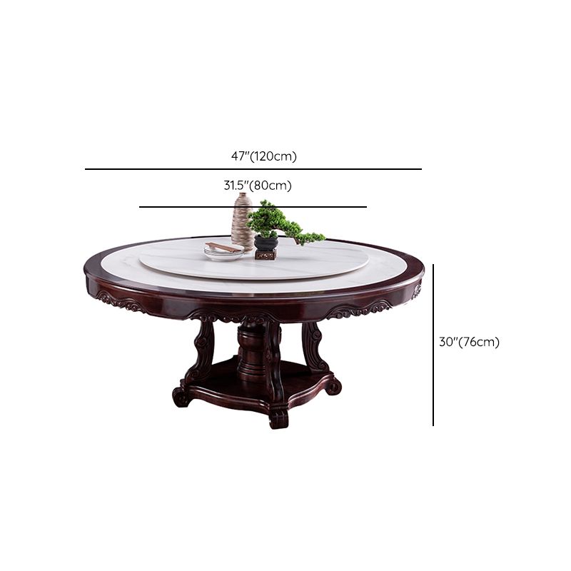 Sintered Stone Dining Table Round Wood Base Dinner Table for Dining Room
