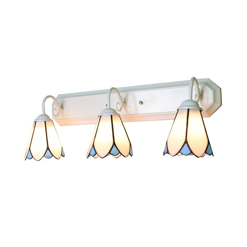 3 Lights Wall Mounted Lighting Tiffany Lily White Glass Sconce Light for Bedroom