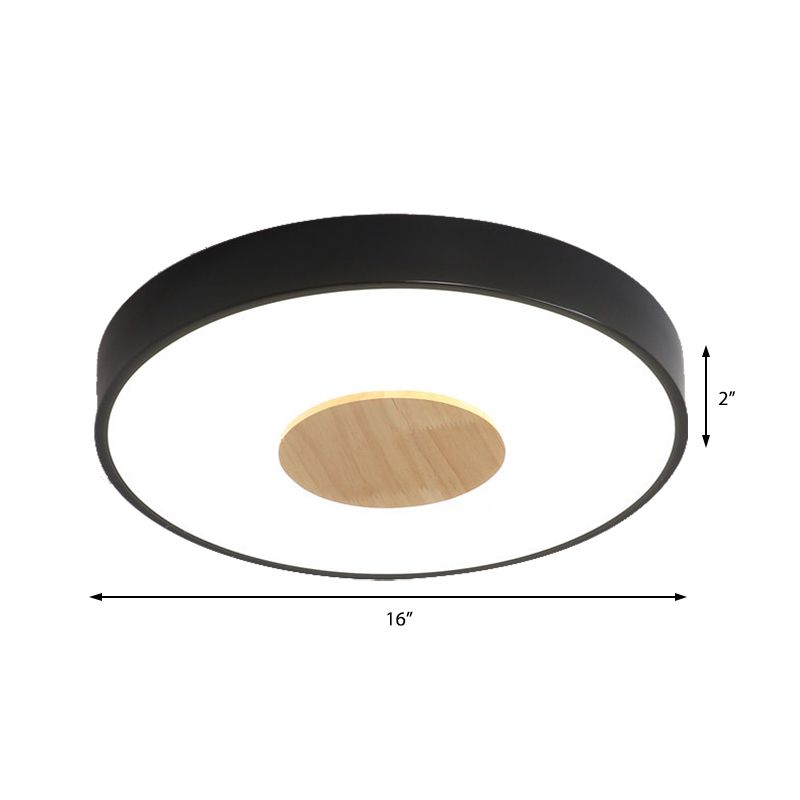 Round Flush Mount Ceiling Light Nordic Iron 1 Head Pink/Blue/White Lighting Fixture for Bedroom, 12"/16"/19.5" Width