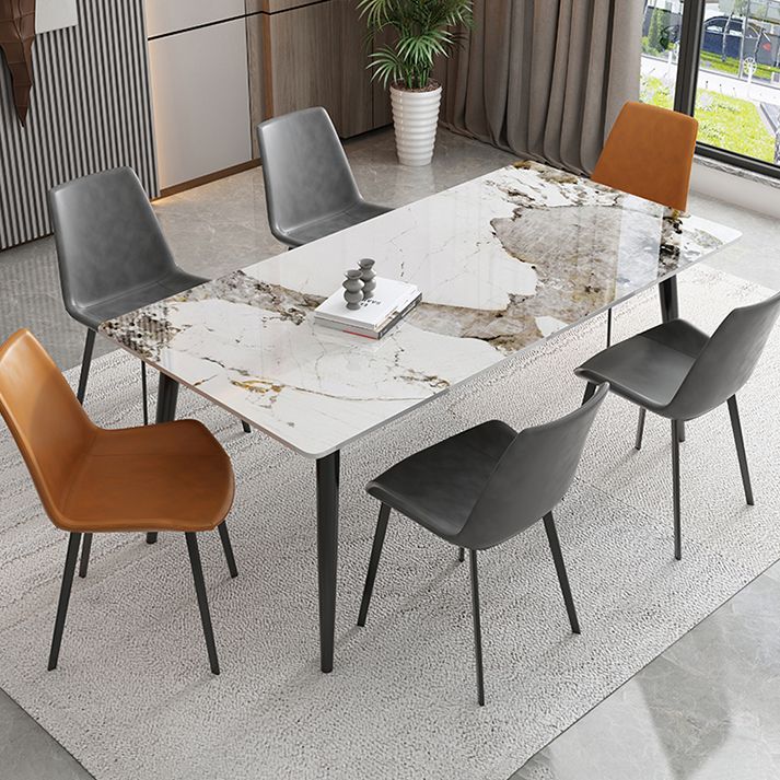 Industriële stijl rechthoek eettafel stenen eettafel met metalen 4 poten