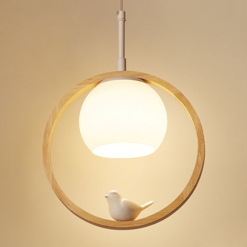 Holz 1 hängende hängende leichte Globus und Vögel Schlafzimmer moderne Anhängerleuchten