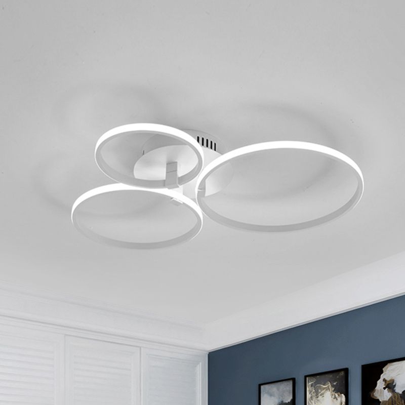 Multi Ring Semi Flush Light Minimalist Acrylic 3/9/12 Lights White Semi Flush Ceiling Light for Living Room