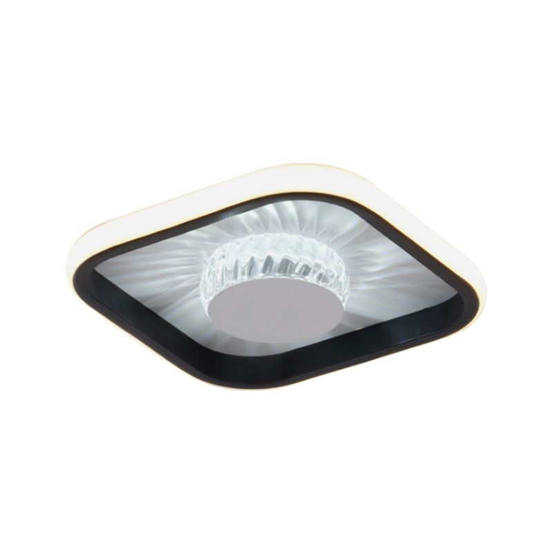 Luminaire LED carré encastré, moderne, cristal blanc/noir, éclairage proche du plafond, pour étude