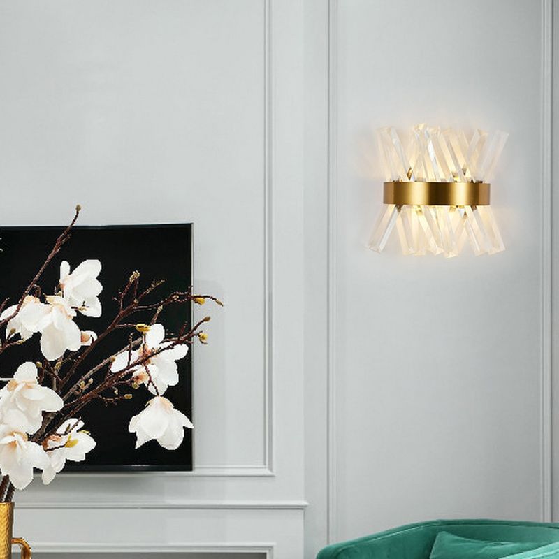 Geometric Shape Crystal Wall Light Modern Style 2 Lights Wall Light Sconce in Gold