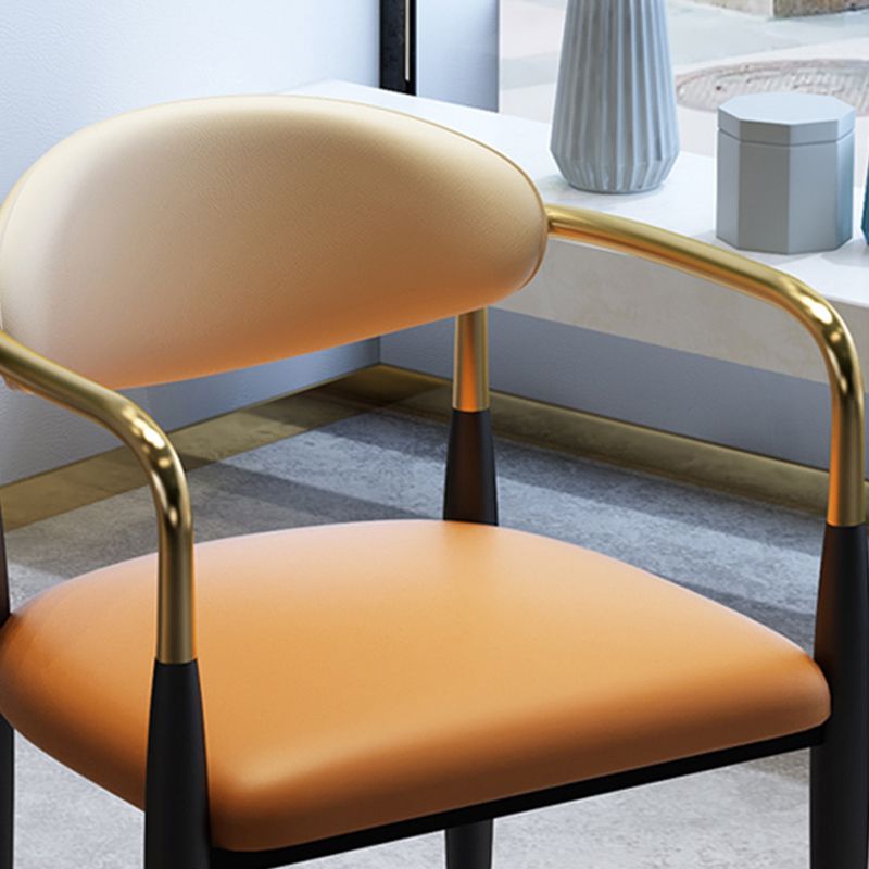 Faux Leather Dining Side Chair Open Back Home Dining Side Chair