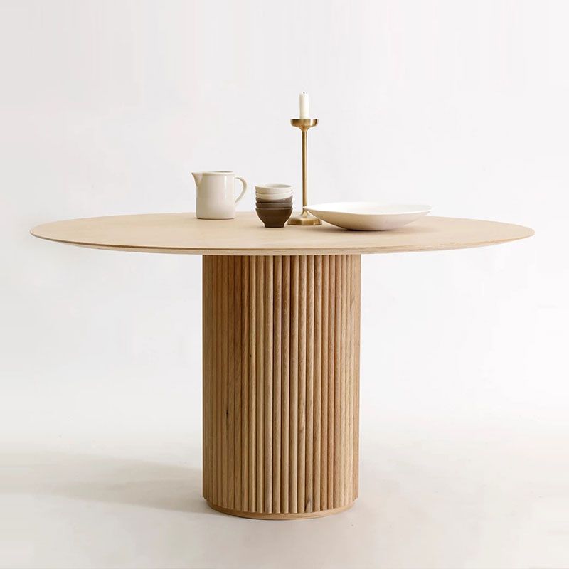 Mesa de comedor de estilo informal redondo Color de madera con madera sólida