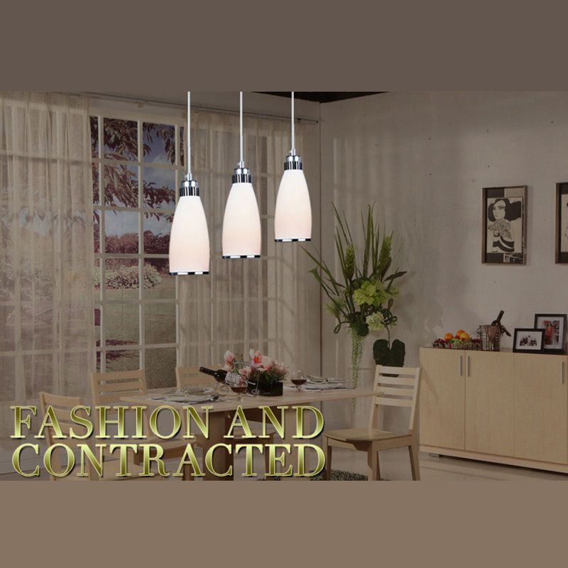 Glass Tapered Pendant Ceiling Light Minimalist Style Hanging Light Fixture in White