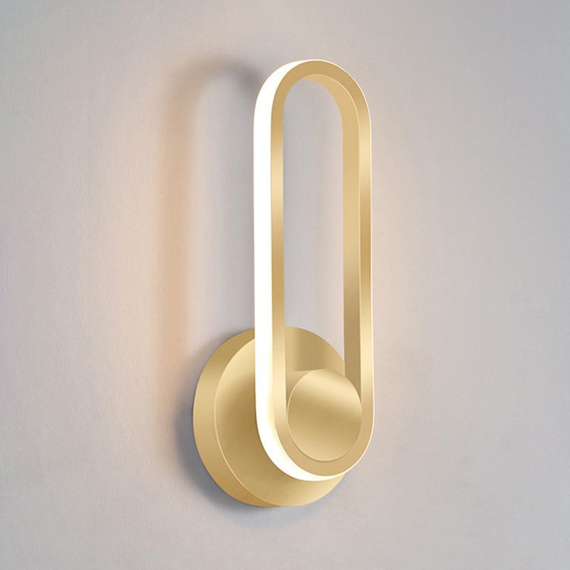1-Light Oval Wall Mount Light Modern Style Metal Wall Sconce Lights