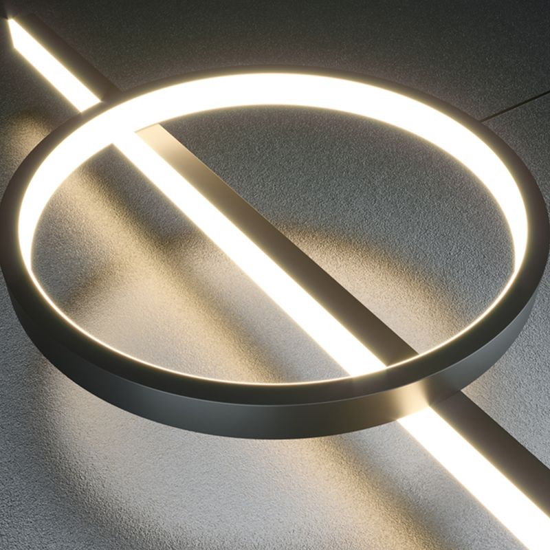 Sala da pranzo moderna illuminazione isola a LED Linea di ciondolo nero in metallo