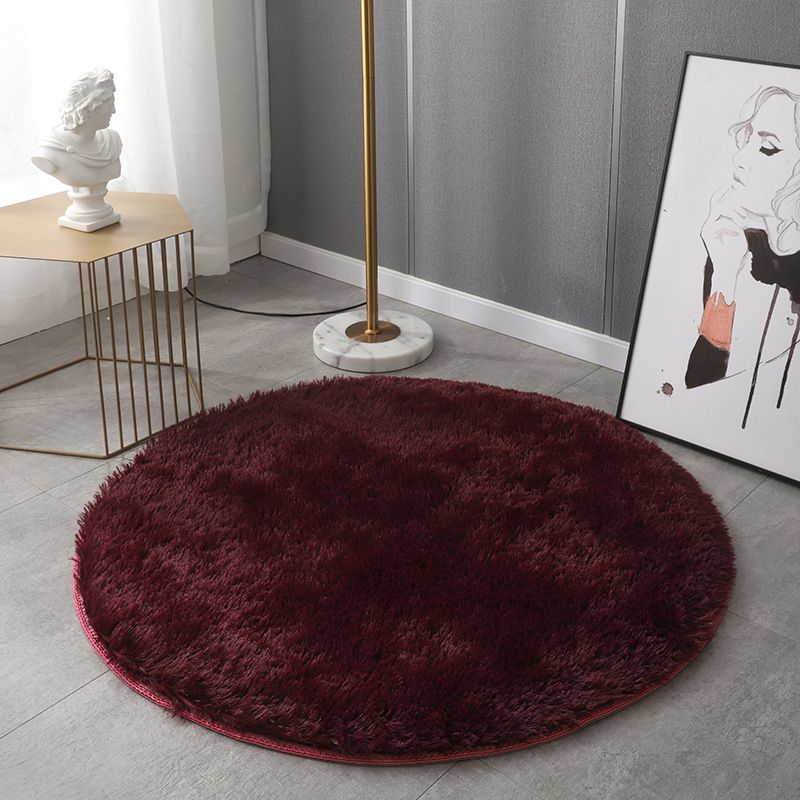Plush Round Rug Area Rug Polyster Non-Slip Backing Washable Carpet for Bedroom