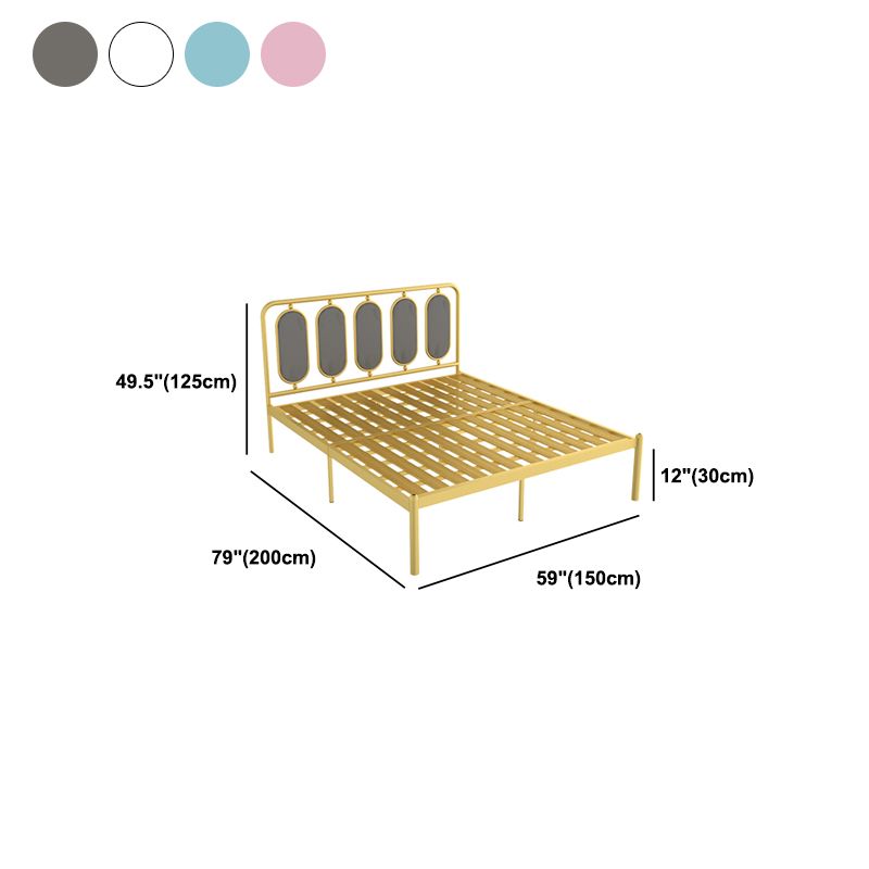 Glam Bed Frame Metallic Standard Bed with Upholstered Headboard