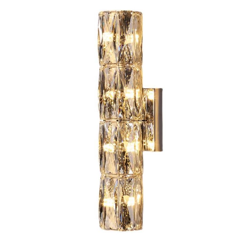 Crystal Cylinder Shape Wall Lighting Modern Style Multi Lights Wall Light Sconce