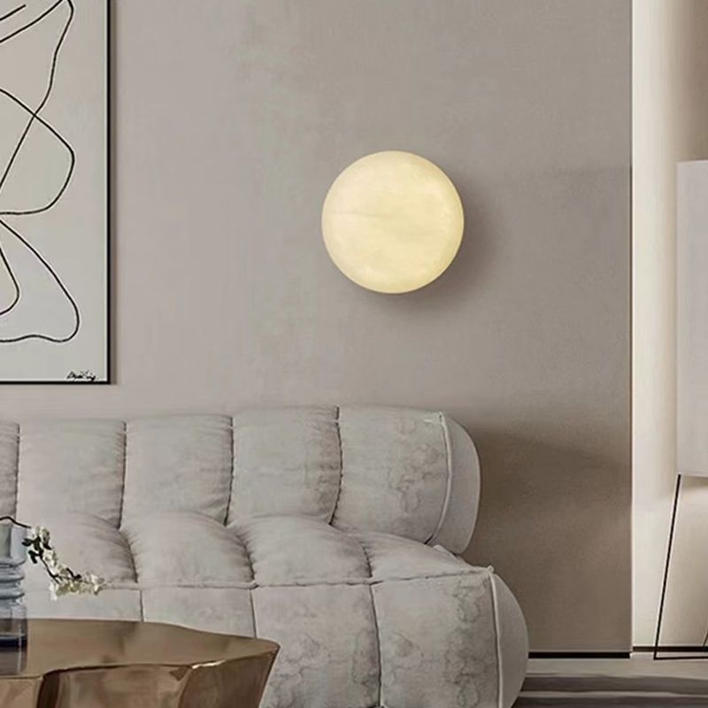 Modernist Wall Sconce Circle Wall Light Fixture with Stone for Bedroom