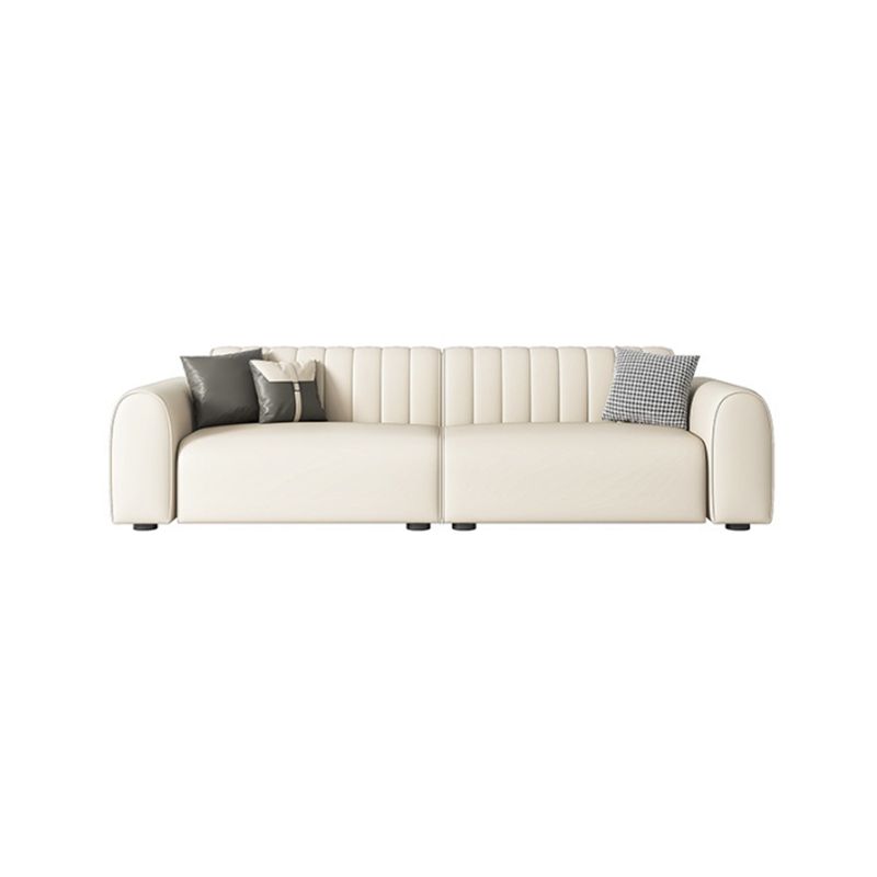 Sewn Pillow Back Standard Sofa 29.53" H Faux Leather Square Arm Sofa