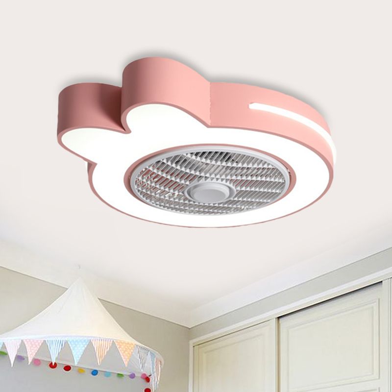 Cartoon Bear / Rabbit / Penguin Fan Lampy Acrylic Kids Room 23 "LED de large près du plafond Light en rose / gris