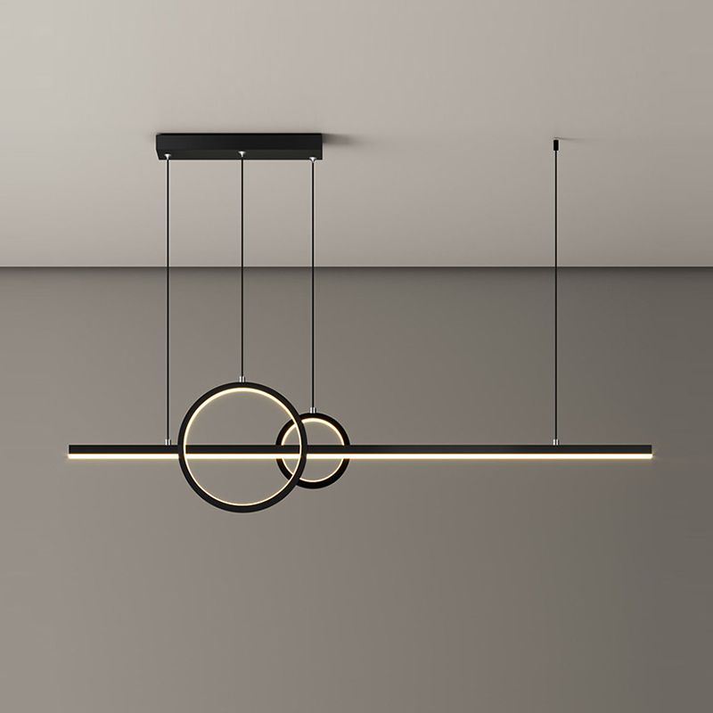 Unique Shape Hanging Island Lights Modern Chandelier Light Fixture in Black